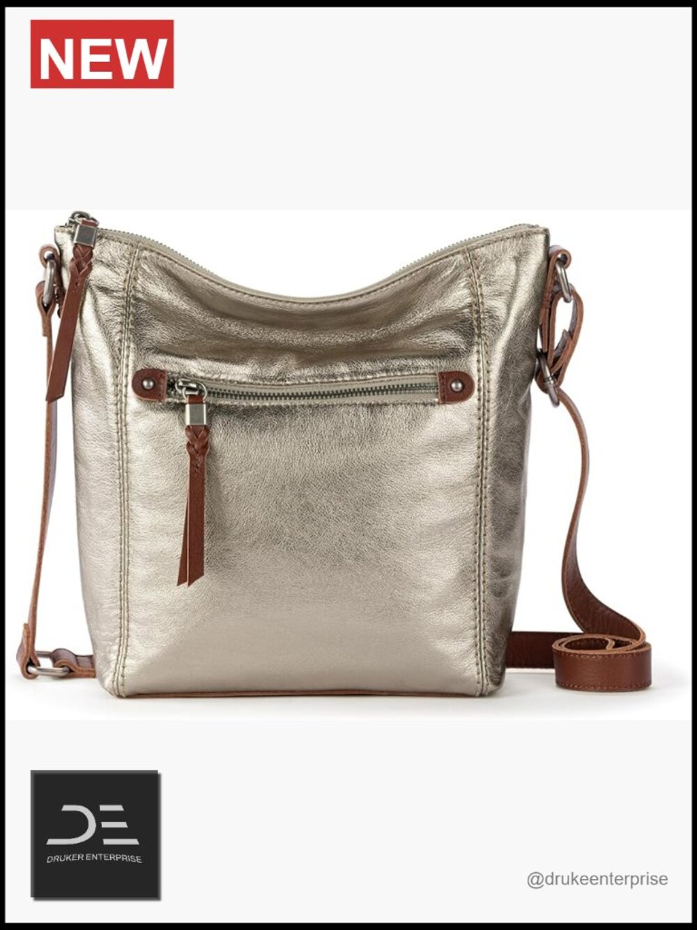 Leather Slouchy Crossbody Bag with Adjustable Strap - Picture 1 of 6
